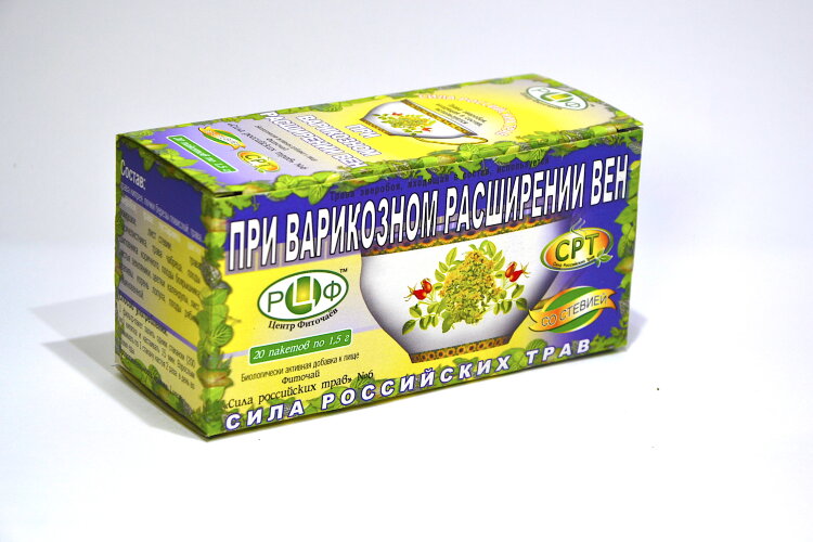 PHYTOTEA №6 For varicose veins Phyto relieves swelling and pain, reduces capillary permeability, lowers blood viscosity, reduce the overflow of blood veins, improves their tone (especially if broken vennaya patency).