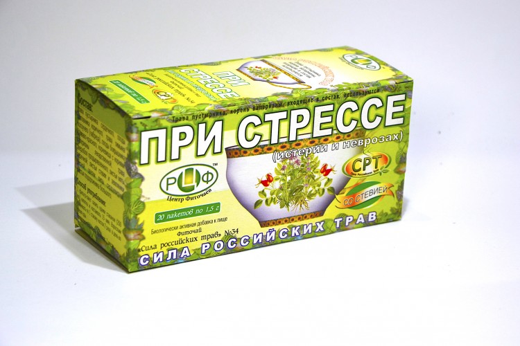PHYTOTEA №34 Under stress It has a calming and sedative effect, relieves headache, protects internal organs from the effects of stress. It is recommended for nervous and physical strain, mental distress, spasms of the coronary vessels, a migraine.