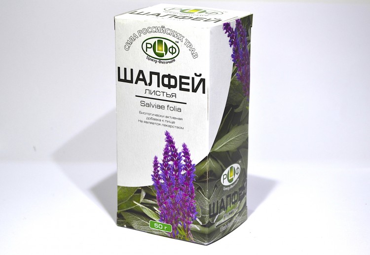 Salvia leaves Sage - a perennial shrub of the family Labiatae height. Astringent, local anti-inflammatory, antimicrobial, antifungal and antiviral effect.